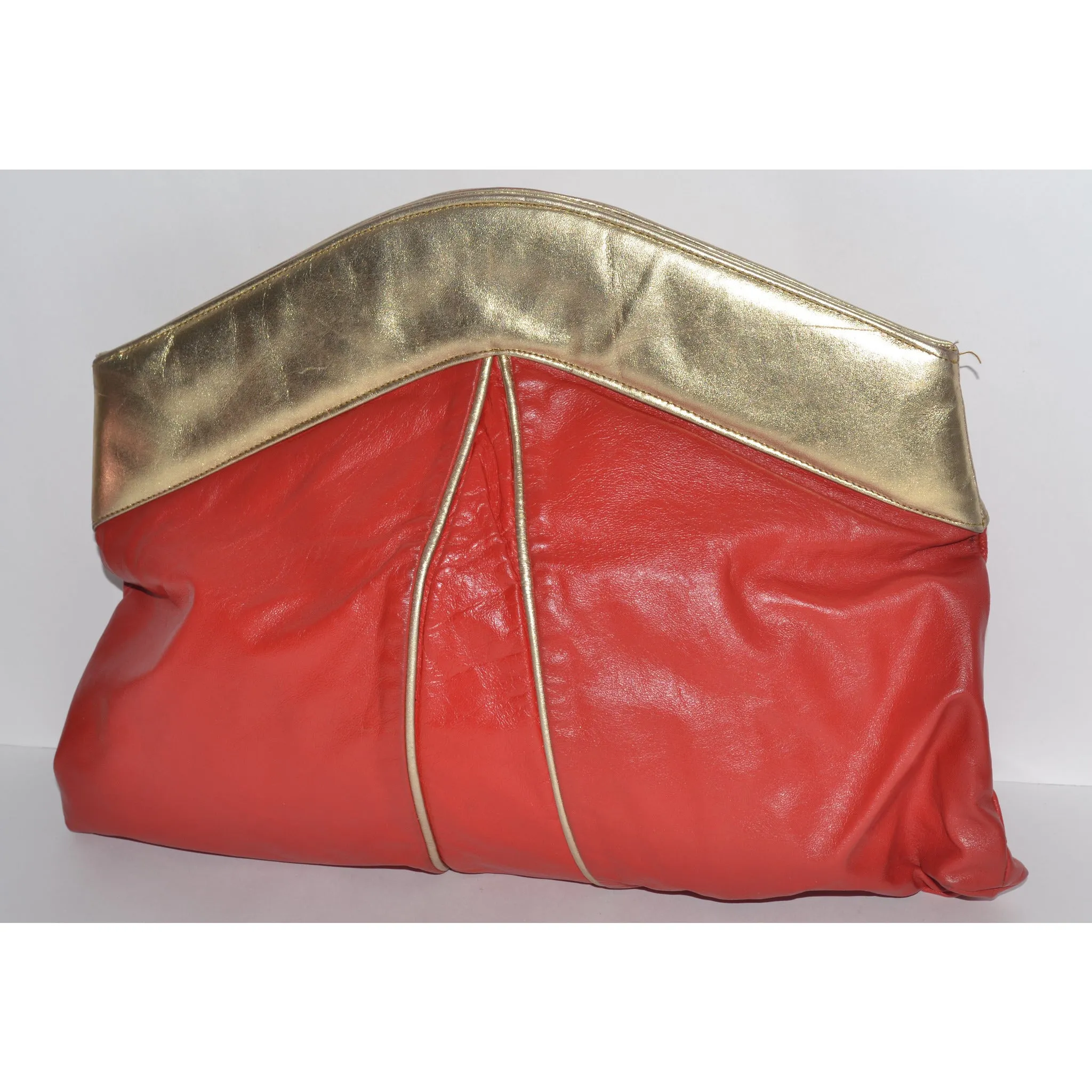 Oversized Red & Gold Clutch Purse