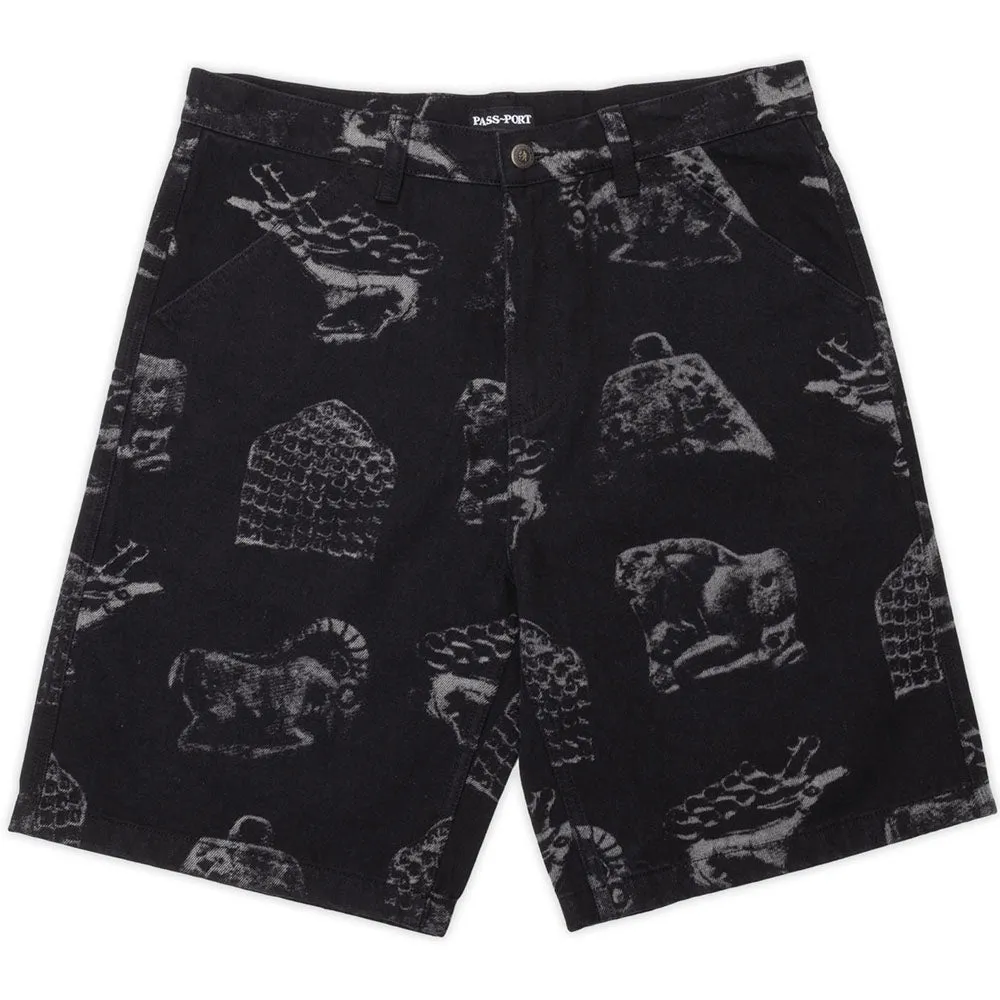 Pass~Port Workers Club Denim Short Laser Etched Trinkets Black