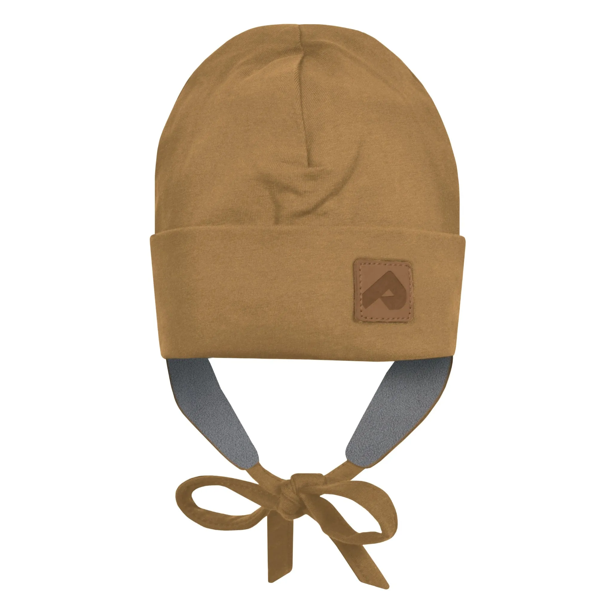 Perlimpinpin Jersey Hat with Fleece Lining and Strings - Coffee