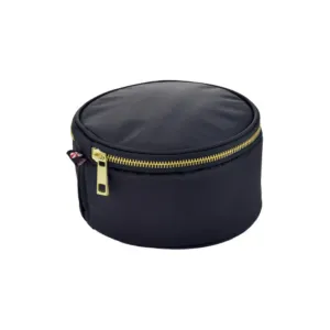Personalized Nylon Black Brass Round Multi Purpose Pouch