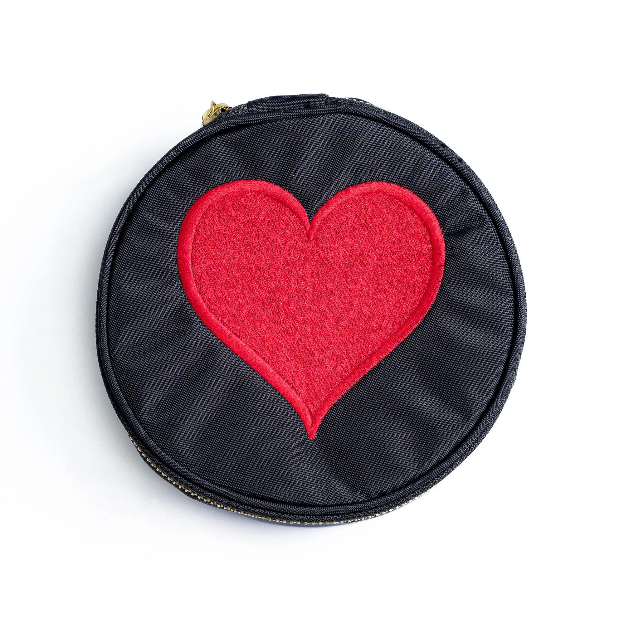Personalized Nylon Black Brass Round Multi Purpose Pouch