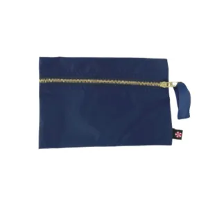 Personalized Nylon Blue Navy Brass Flat Pouch