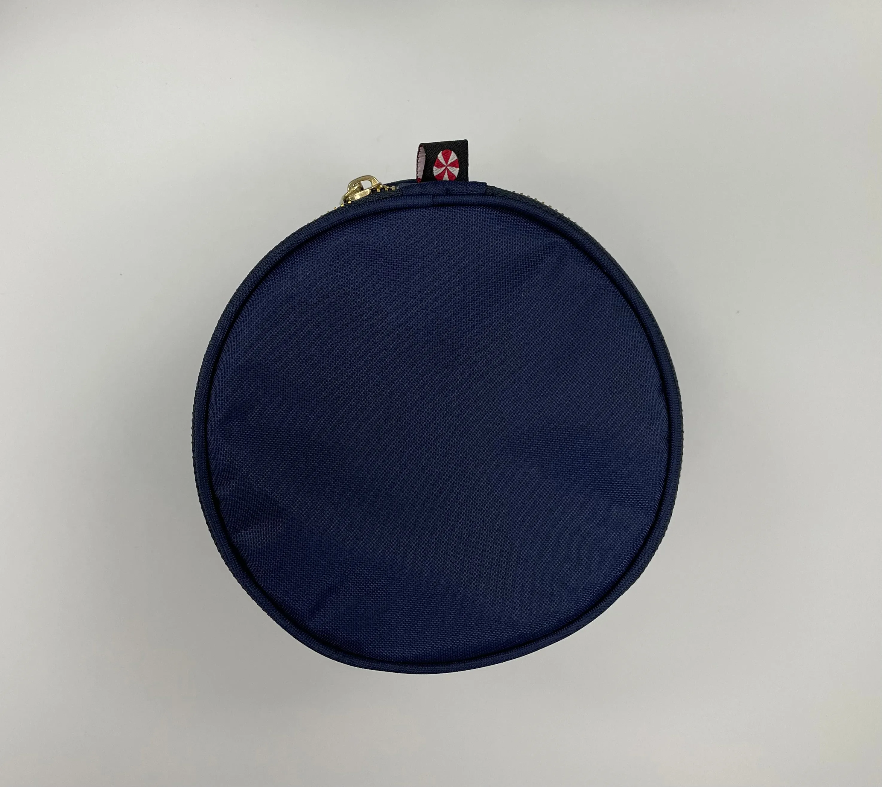 Personalized Nylon Blue Navy Brass Round Multi Purpose Pouch
