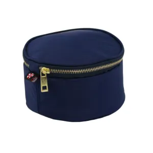 Personalized Nylon Blue Navy Brass Round Multi Purpose Pouch