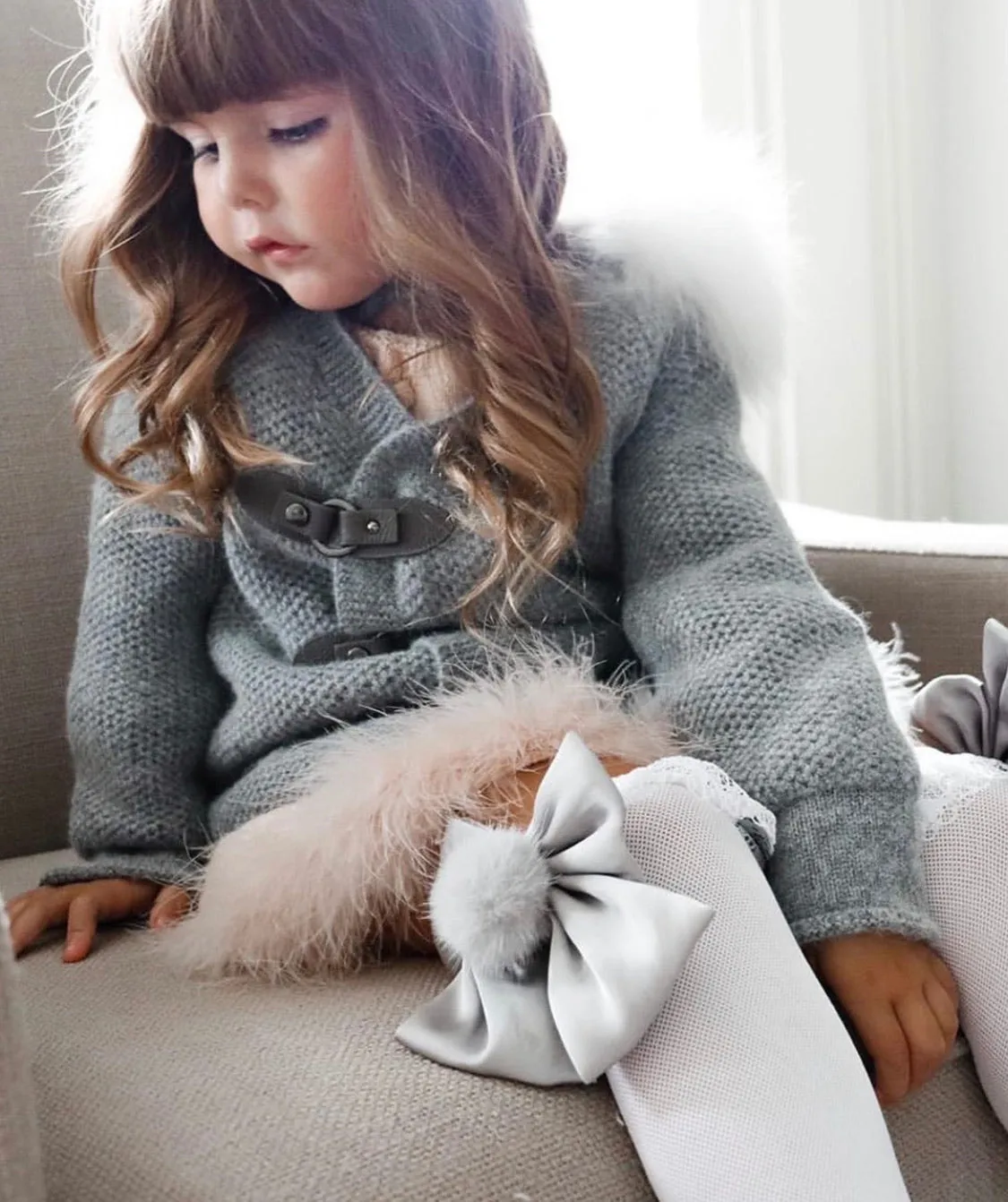 Petite Maison Kids Lana Ruffle Socks with Silver Bow