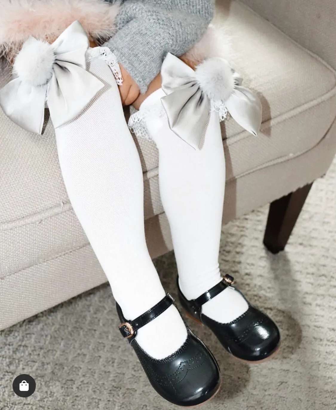 Petite Maison Kids Lana Ruffle Socks with Silver Bow