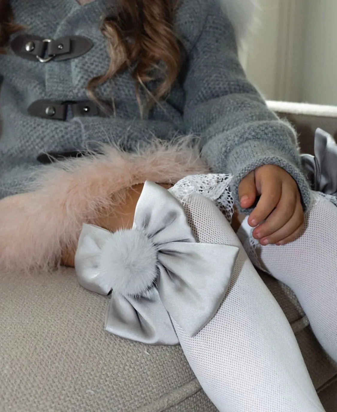 Petite Maison Kids Lana Ruffle Socks with Silver Bow