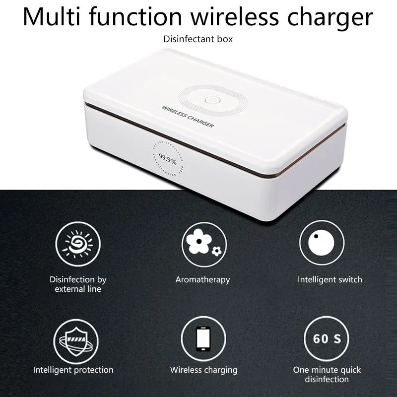 Plastic Multifunctional Wireless Charger Mobile Phone UV Sterilization Disinfection Set white