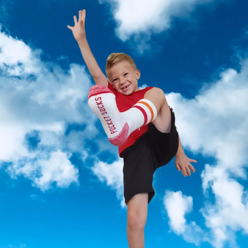 Pocket Socks®, Kids, Orange/Red Stripe