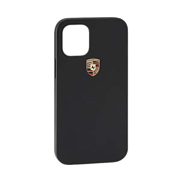 Porsche  iPhone 12 Leather Case- Black