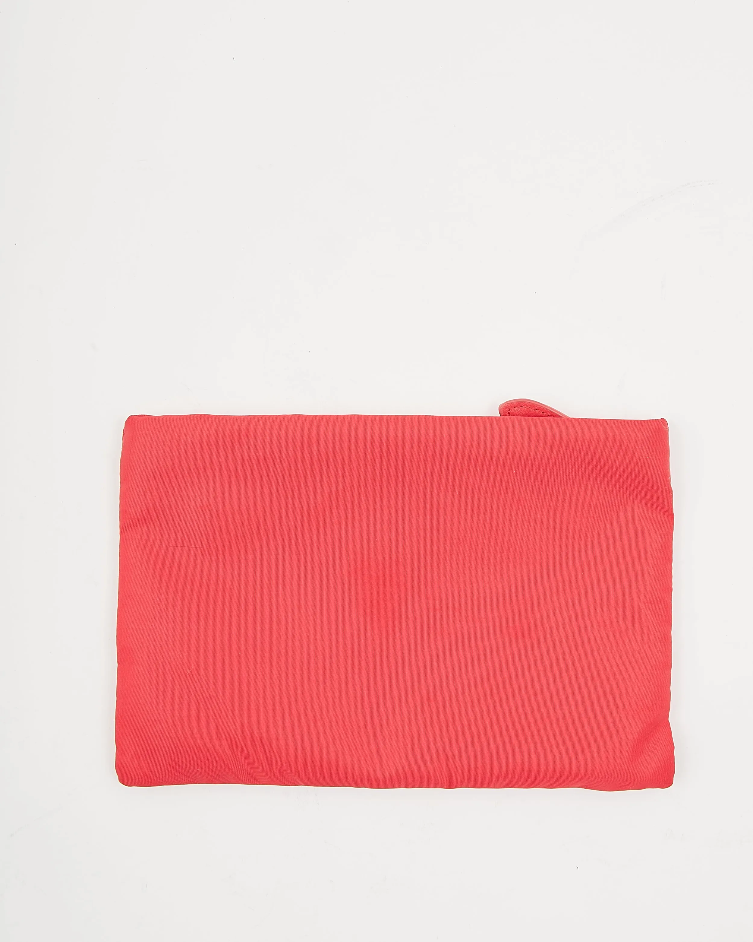 Prada Red Nylon Teddy Bear Zip Pouch