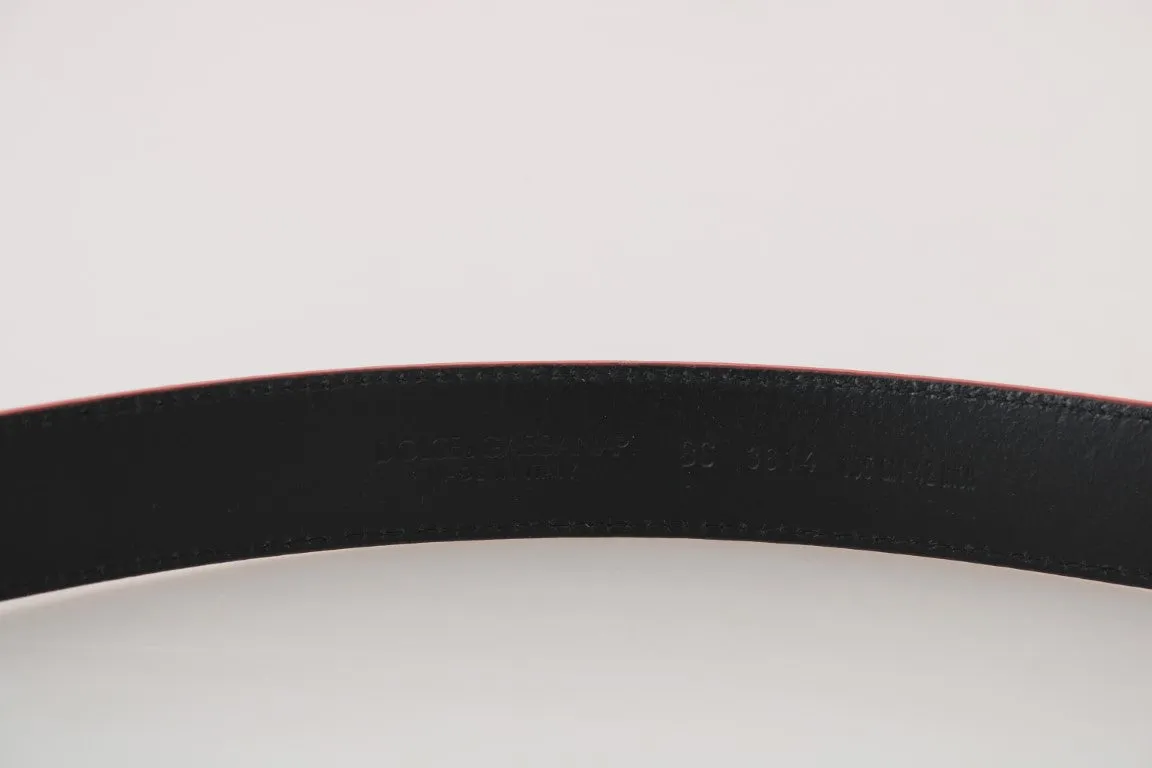 Red Leather Gray Brushed Buckle Mens Belt