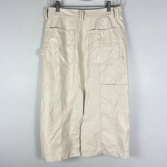 RTR ALC Alden Vegan Leather Carpenter Skirt Ivory Midi Sz 8 Minimalist DAMAGED