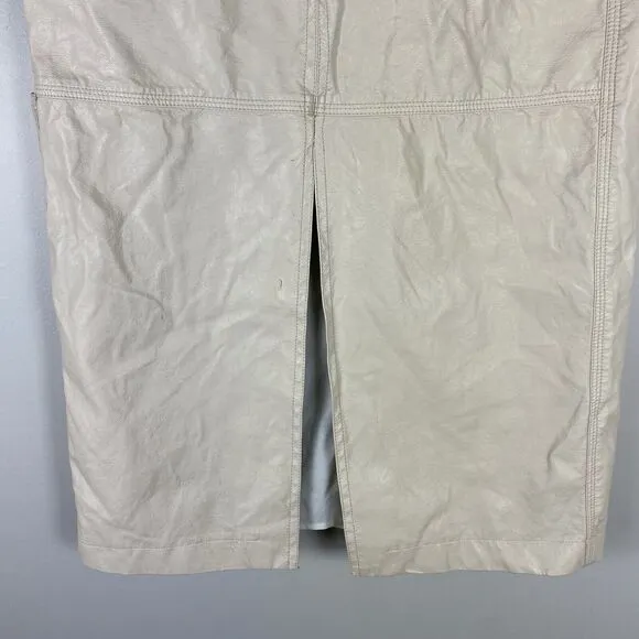 RTR ALC Alden Vegan Leather Carpenter Skirt Ivory Midi Sz 8 Minimalist DAMAGED