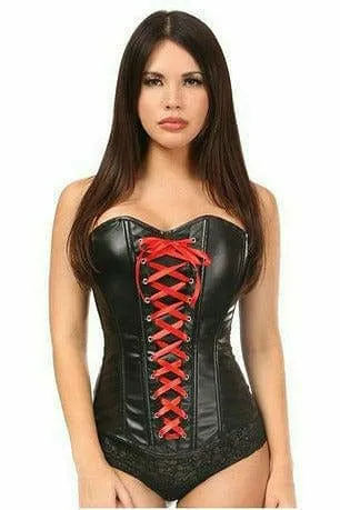 Sexy Wet Look Faux Leather Lace-Up Over Bust Corset