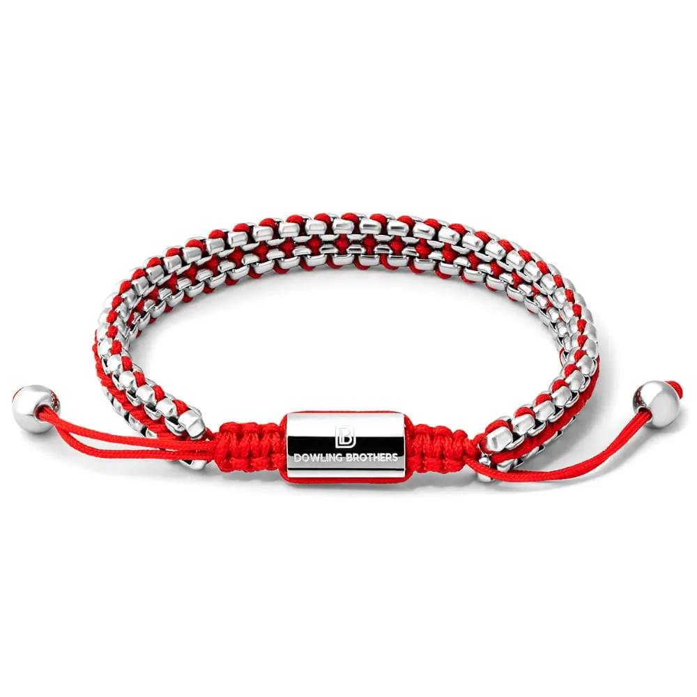 Silver Double Box Chain in Red