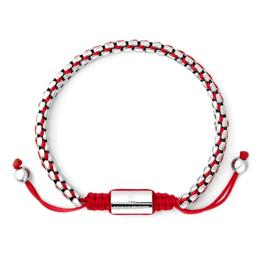 Silver Double Box Chain in Red