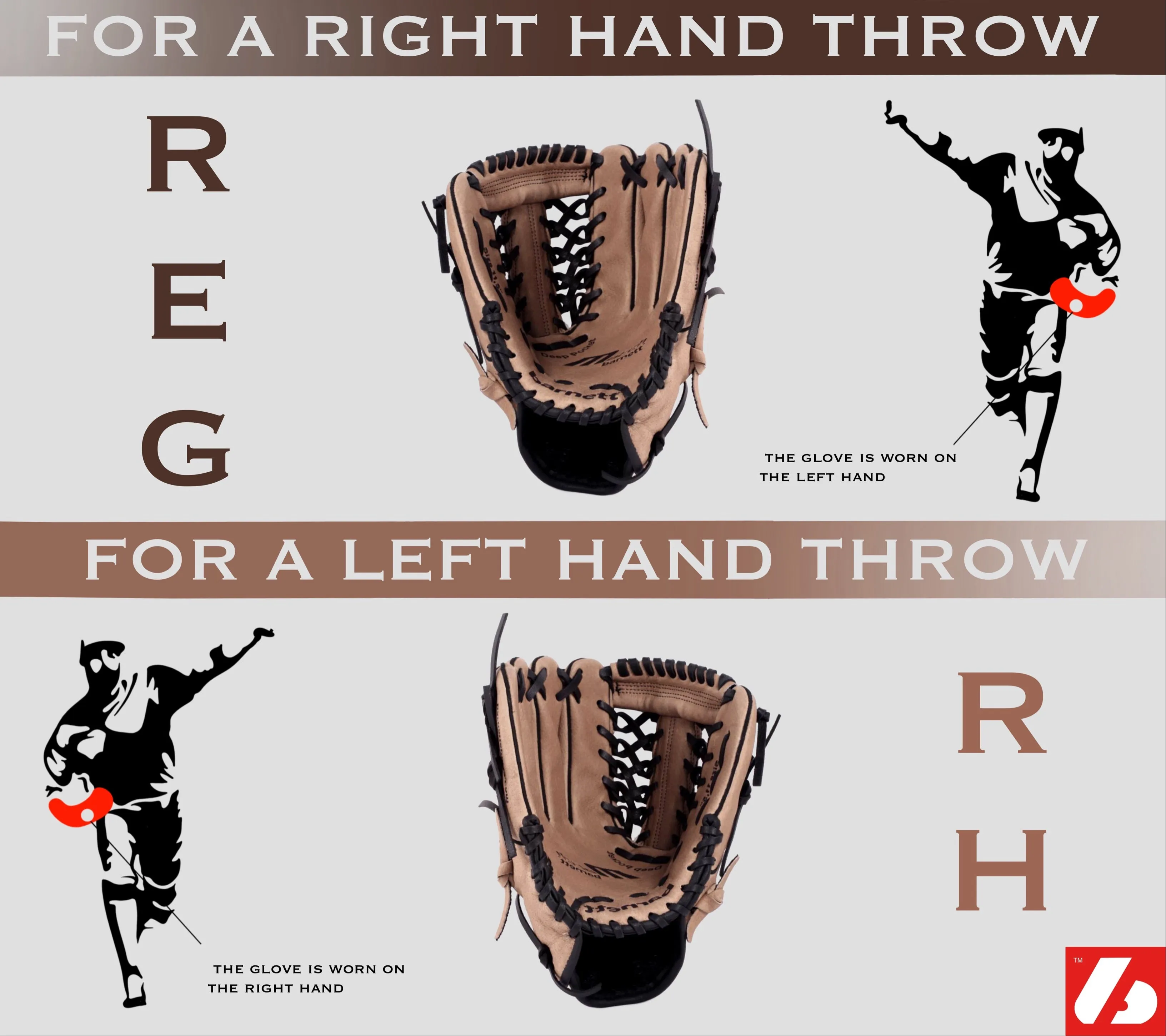 SL-127 leather baseball glove, outfield, size 12.7, Brown