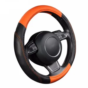 Sports Style Pu Leather Car Steering Wheel Cover - Black,Orange