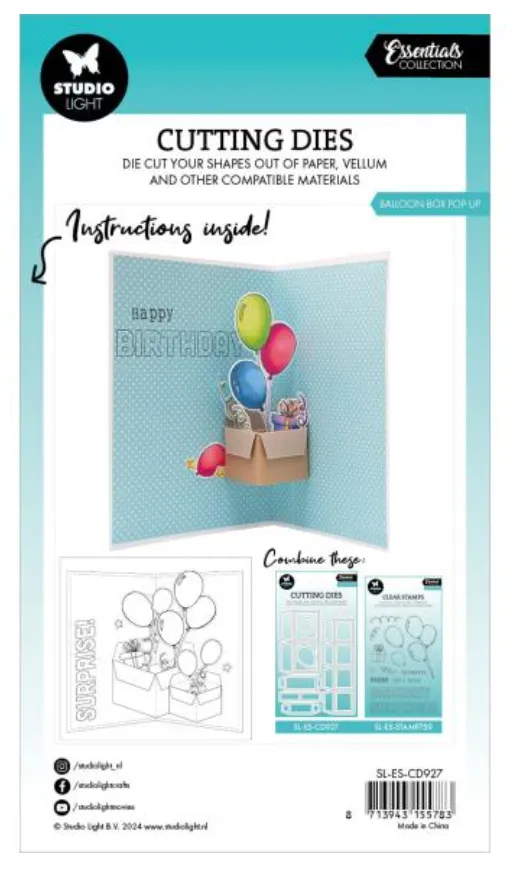 Studio Light Nr. 927 Balloon Box Pop-Up Essentials Cutting Die {W06}