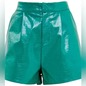 Turquoise Faux Leather Shorts