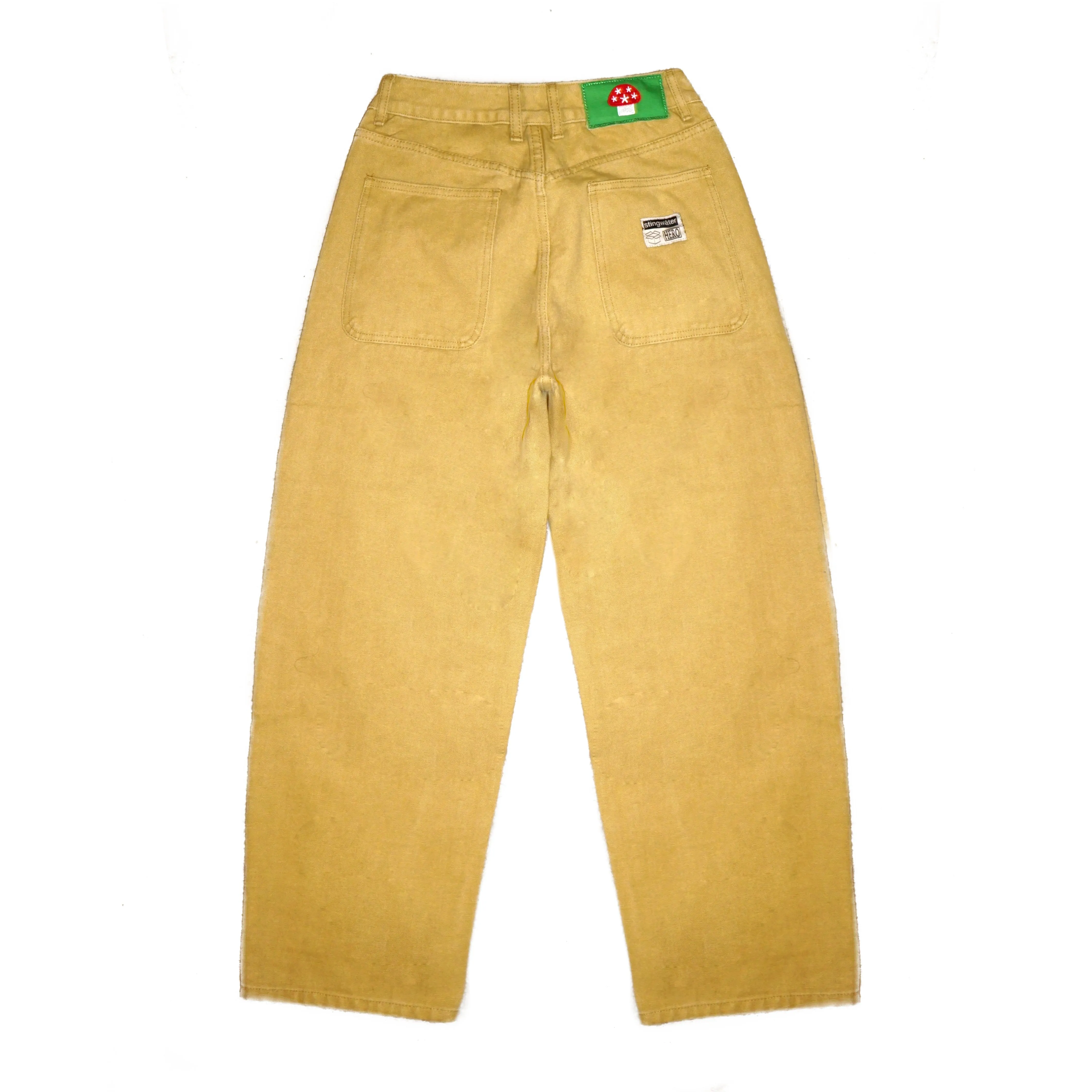 Vegan Suede Double Knee Canvas Pants Wheat Brown