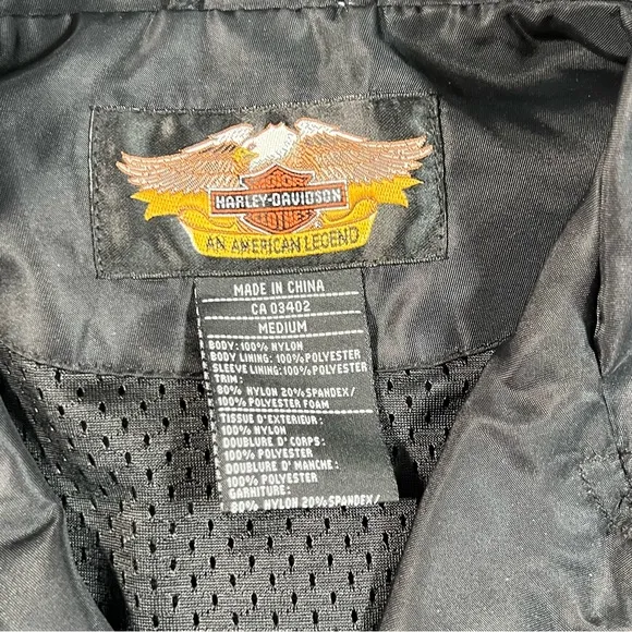 Women Harley Davidson Black Zippers‎ Moto Nylon Riding Biker Jacket Sz M