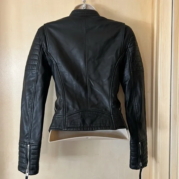 Zara trafaluc leather moto crop jacket size XS