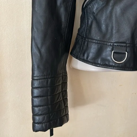 Zara trafaluc leather moto crop jacket size XS