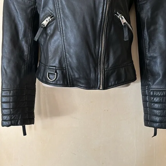 Zara trafaluc leather moto crop jacket size XS